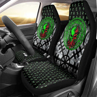 Flaming Skull Car Seat Cover with Green Runes and Norse Symbols Viking Warrior Tribute - Wonder Print Shop
