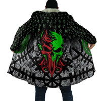 Flaming Skull Cloak with Green Runes and Norse Symbols Viking Warrior Tribute - Wonder Print Shop