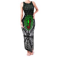 Flaming Skull Family Matching Tank Maxi Dress and Hawaiian Shirt with Green Runes and Norse Symbols Viking Warrior Tribute - Wonder Print Shop