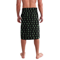 Flaming Skull Lavalava with Green Runes and Norse Symbols Viking Warrior Tribute - Wonder Print Shop