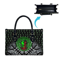 Flaming Skull Leather Bag with Green Runes and Norse Symbols Viking Warrior Tribute - Wonder Print Shop