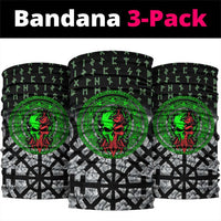 Flaming Skull Neck Gaiter with Green Runes and Norse Symbols Viking Warrior Tribute - Wonder Print Shop