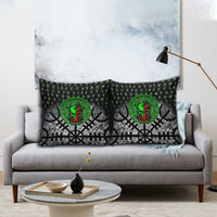 Flaming Skull Pillow Cover with Green Runes and Norse Symbols Viking Warrior Tribute - Wonder Print Shop