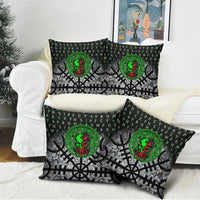 Flaming Skull Pillow Cover with Green Runes and Norse Symbols Viking Warrior Tribute - Wonder Print Shop