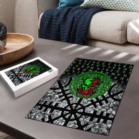 Flaming Skull Puzzle with Green Runes and Norse Symbols Viking Warrior Tribute - Wonder Print Shop
