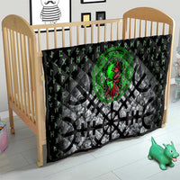 Flaming Skull Quilt with Green Runes and Norse Symbols Viking Warrior Tribute - Wonder Print Shop