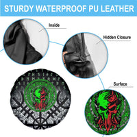 Flaming Skull Spare Tire Cover with Green Runes and Norse Symbols Viking Warrior Tribute - Wonder Print Shop