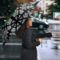 Flaming Skull Umbrella with Green Runes and Norse Symbols Viking Warrior Tribute - Wonder Print Shop