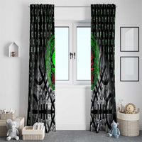 Flaming Skull Window Curtain with Green Runes and Norse Symbols Viking Warrior Tribute - Wonder Print Shop