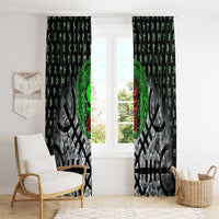 Flaming Skull Window Curtain with Green Runes and Norse Symbols Viking Warrior Tribute - Wonder Print Shop