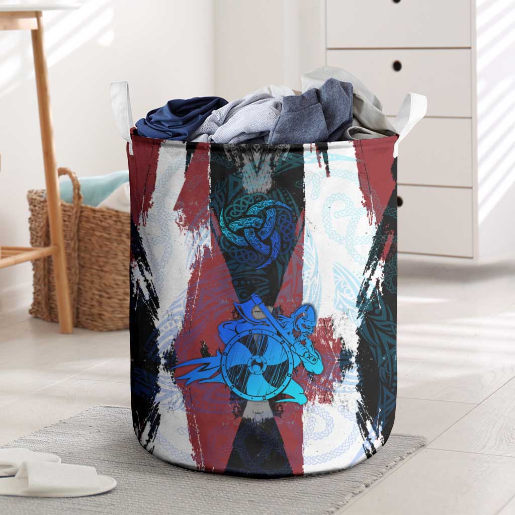 Vikings Warrior Laundry Basket with Shield, Axes and Nordic Pattern Norse Heritage Tribute - Wonder Print Shop