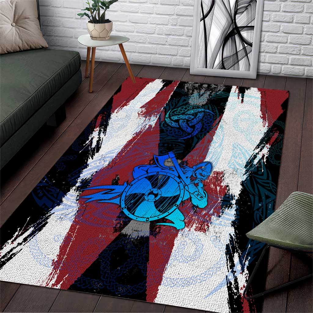 Vikings Warrior Area Rug with Shield, Axes and Nordic Pattern Norse Heritage Tribute - Wonder Print Shop