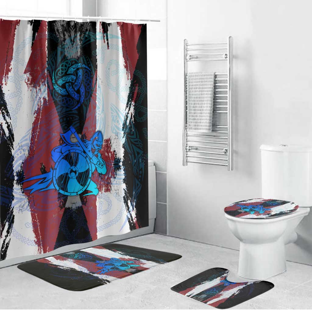 Vikings Warrior Bathroom Set with Shield, Axes and Nordic Pattern Norse Heritage Tribute - Wonder Print Shop