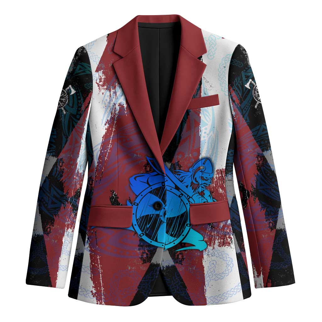 Vikings Warrior Blazer with Shield, Axes and Nordic Pattern Norse Heritage Tribute - Wonder Print Shop