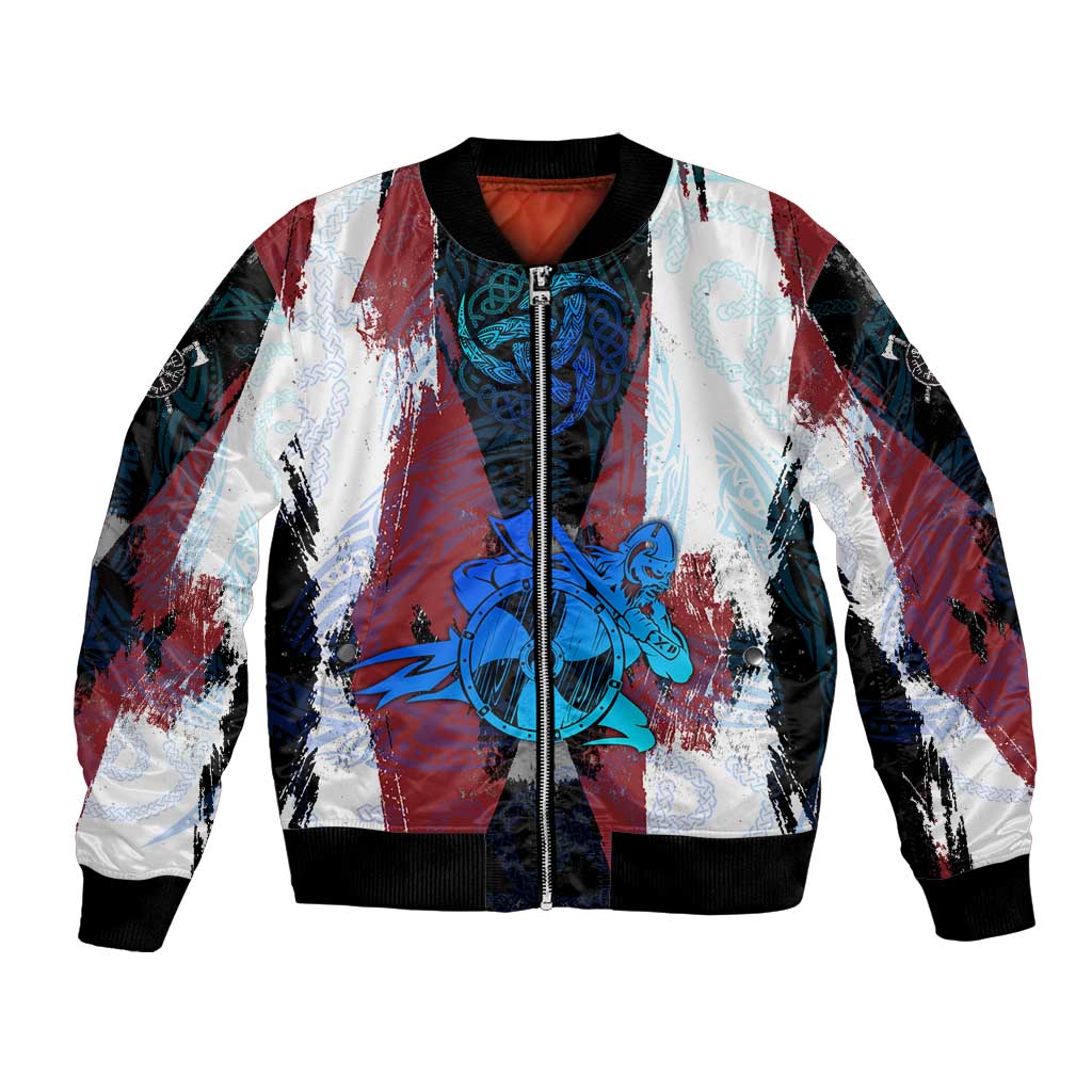 Vikings Warrior Bomber Jacket with Shield, Axes and Nordic Pattern Norse Heritage Tribute - Wonder Print Shop