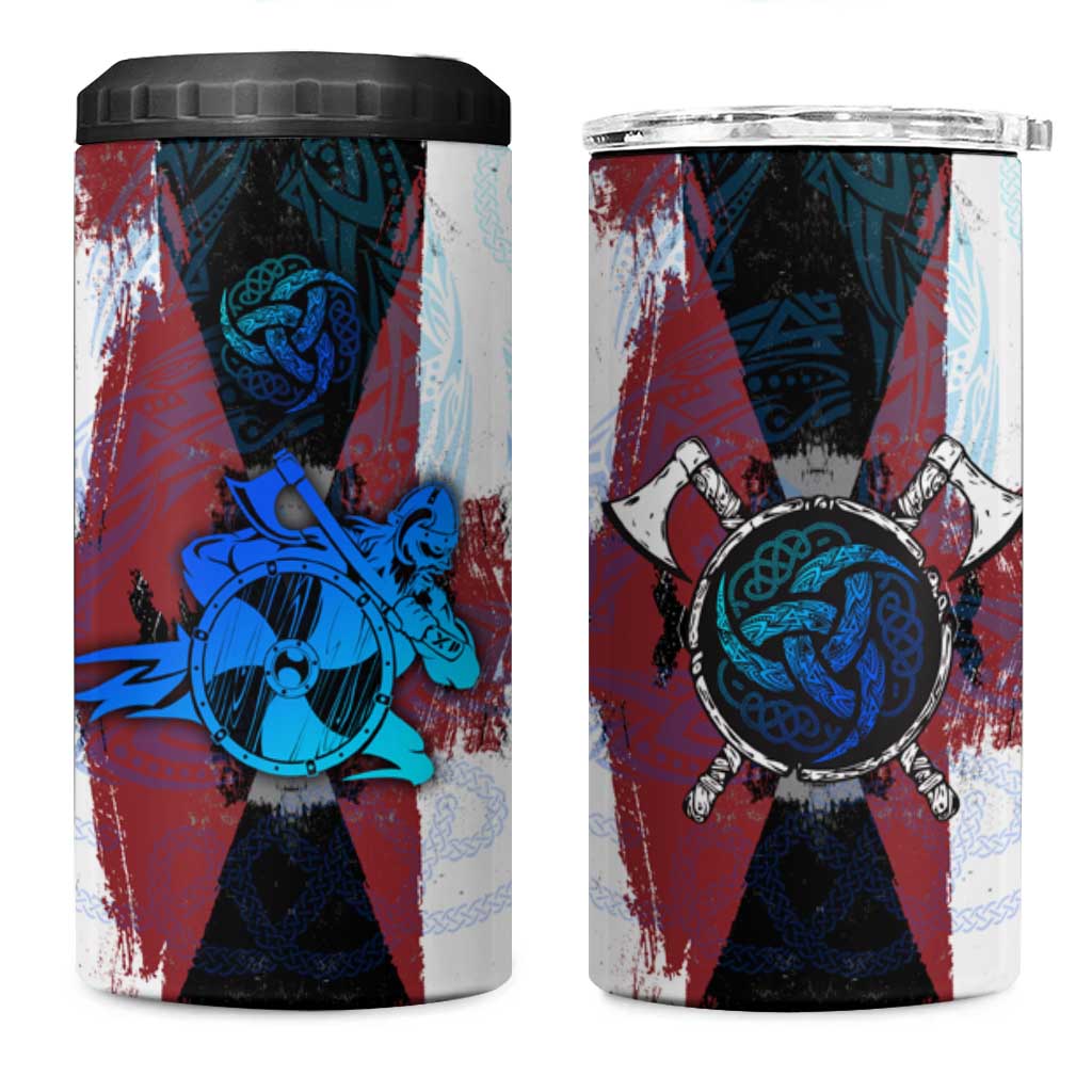 Vikings Warrior 4 in 1 Can Cooler Tumbler with Shield, Axes and Nordic Pattern Norse Heritage Tribute - Wonder Print Shop