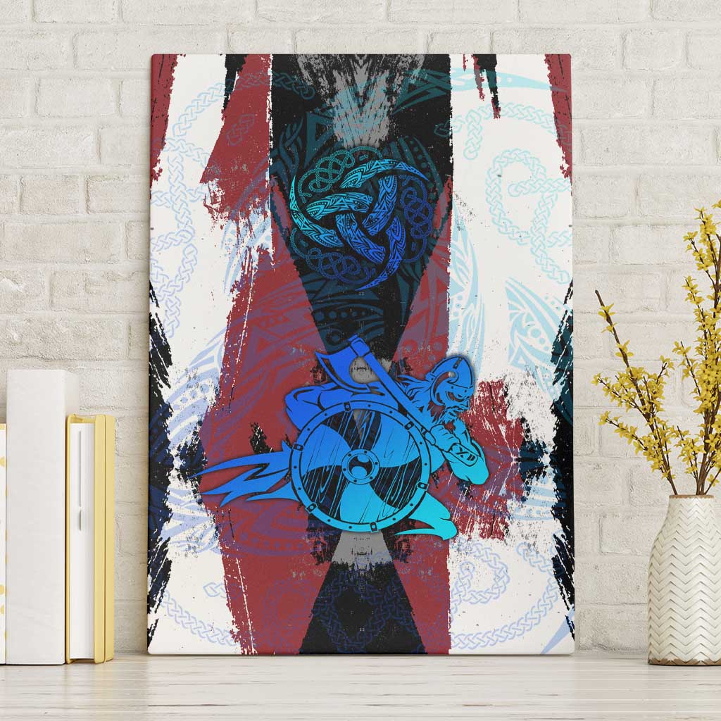 Vikings Warrior Canvas Wall Art with Shield, Axes and Nordic Pattern Norse Heritage Tribute - Wonder Print Shop