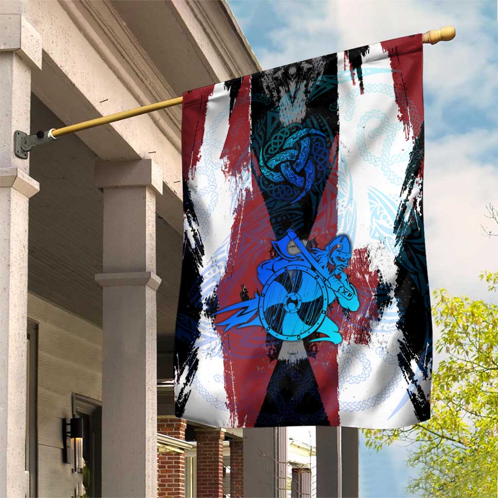Vikings Warrior Garden Flag with Shield, Axes and Nordic Pattern Norse Heritage Tribute - Wonder Print Shop