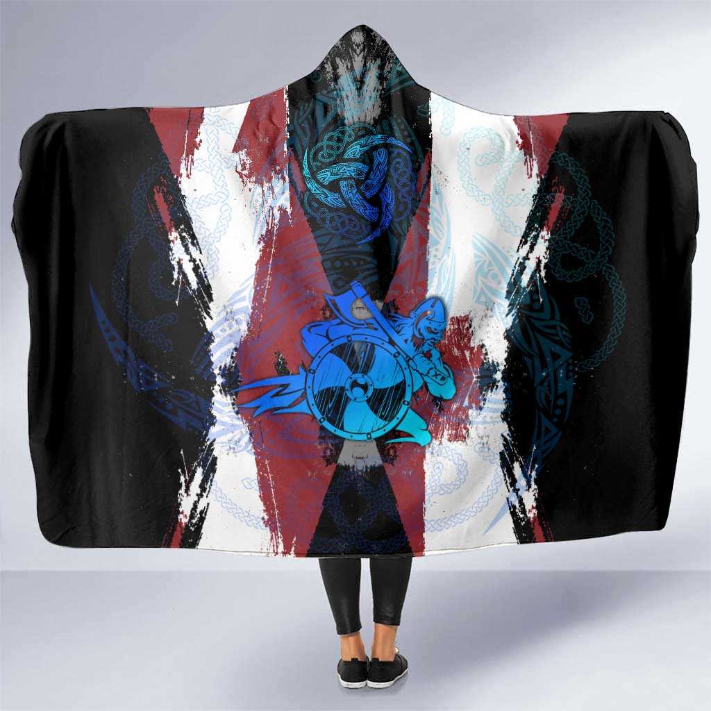 Vikings Warrior Hooded Blanket with Shield, Axes and Nordic Pattern Norse Heritage Tribute - Wonder Print Shop