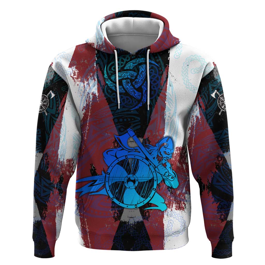 Vikings Warrior Hoodie with Shield, Axes and Nordic Pattern Norse Heritage Tribute - Wonder Print Shop