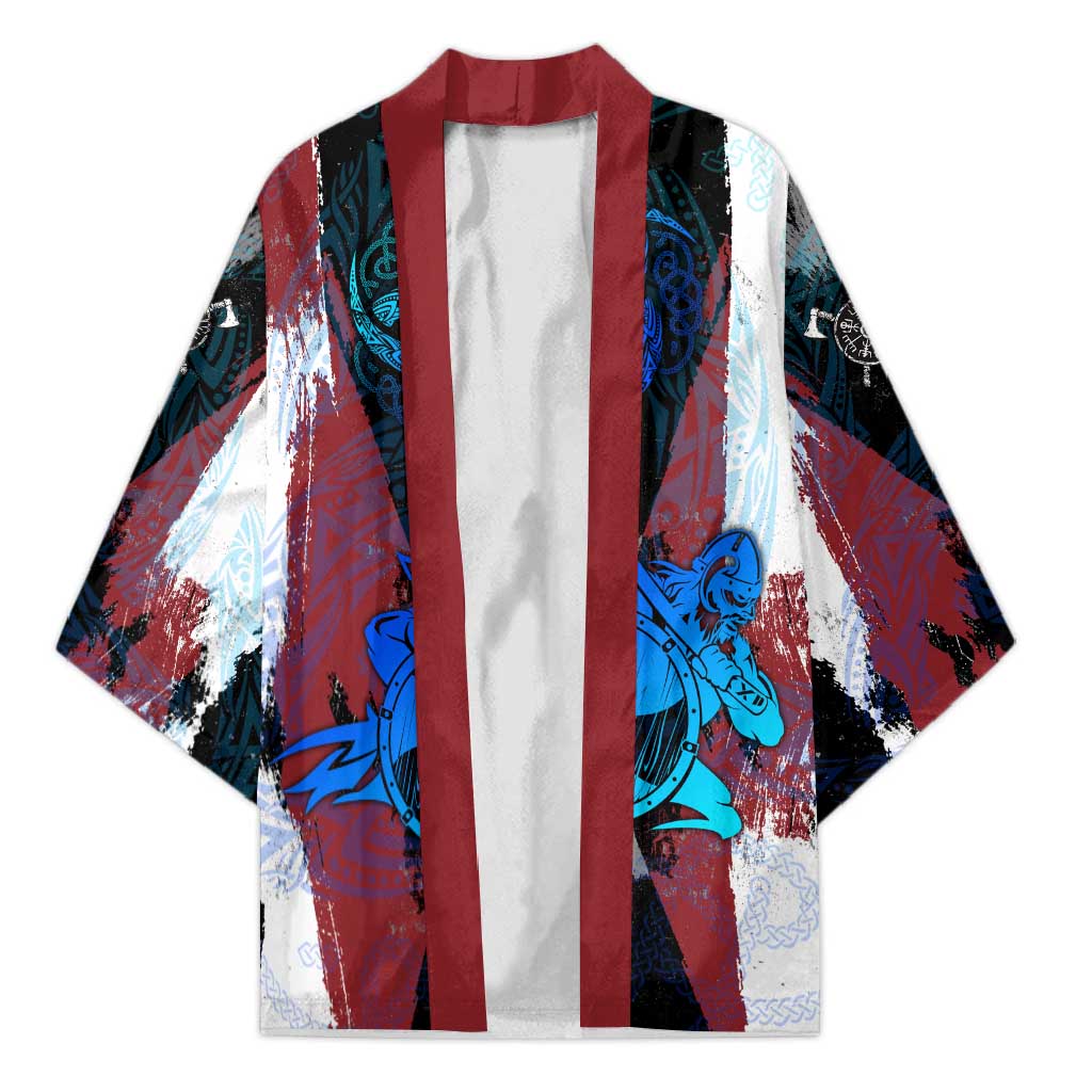 Vikings Warrior Kimono with Shield, Axes and Nordic Pattern Norse Heritage Tribute - Wonder Print Shop