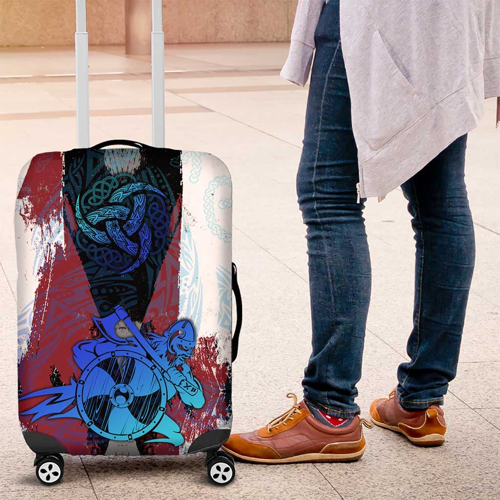 Vikings Warrior Luggage Cover with Shield, Axes and Nordic Pattern Norse Heritage Tribute - Wonder Print Shop
