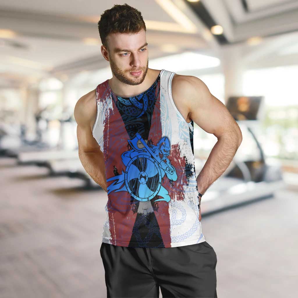 Vikings Warrior Men Tank Top with Shield, Axes and Nordic Pattern Norse Heritage Tribute - Wonder Print Shop