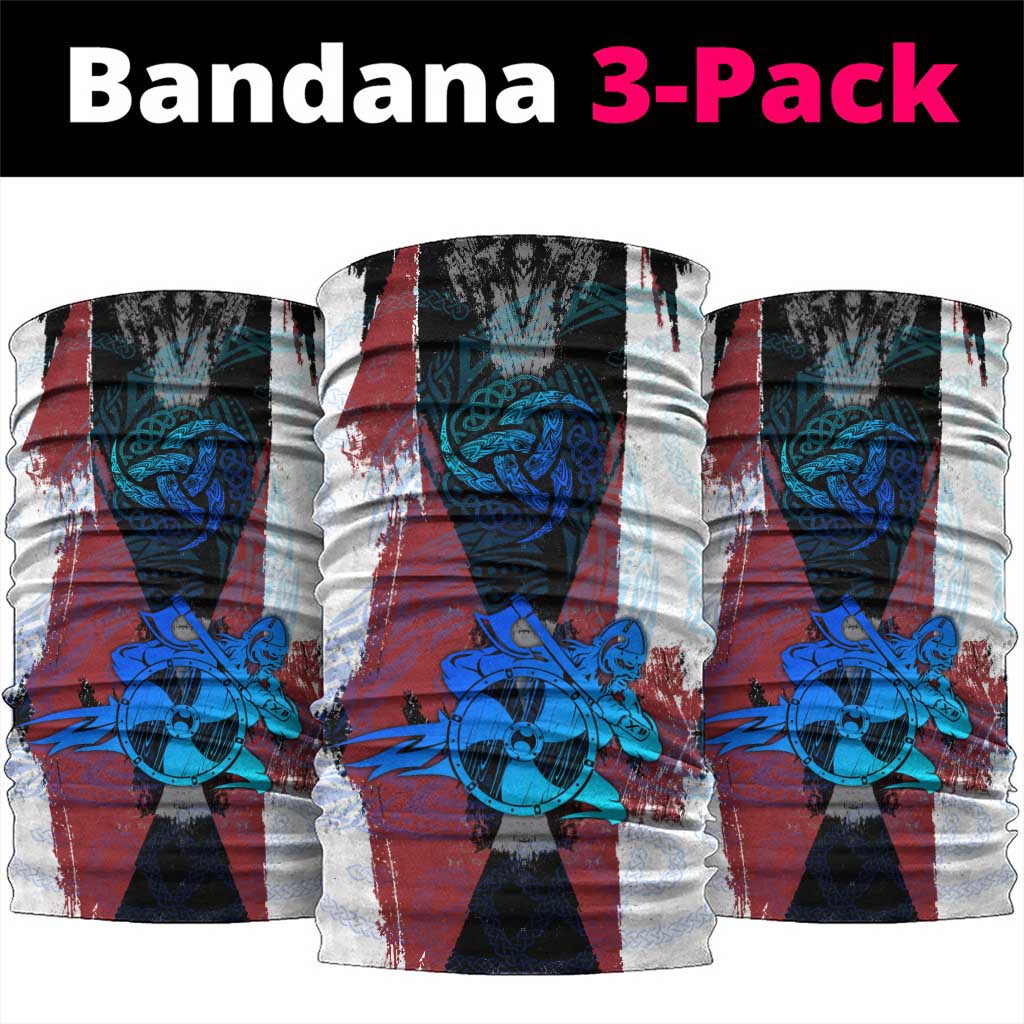 Vikings Warrior Neck Gaiter with Shield, Axes and Nordic Pattern Norse Heritage Tribute - Wonder Print Shop