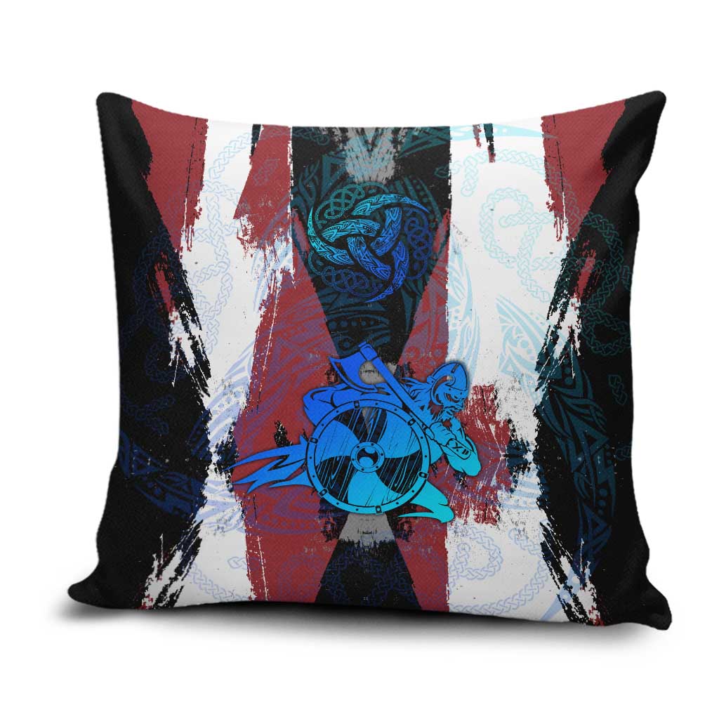 Vikings Warrior Pillow Cover with Shield, Axes and Nordic Pattern Norse Heritage Tribute - Wonder Print Shop