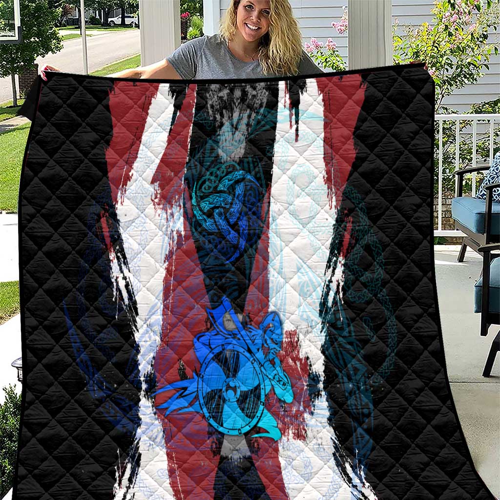 Vikings Warrior Quilt with Shield, Axes and Nordic Pattern Norse Heritage Tribute - Wonder Print Shop