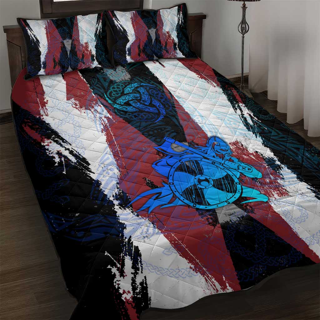Vikings Warrior Quilt Bed Set with Shield, Axes and Nordic Pattern Norse Heritage Tribute - Wonder Print Shop