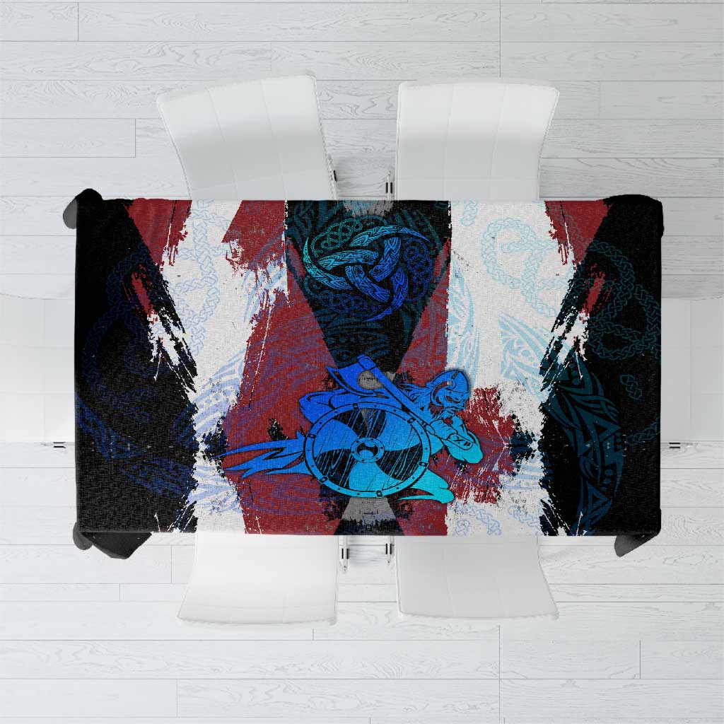 Vikings Warrior Tablecloth with Shield, Axes and Nordic Pattern Norse Heritage Tribute - Wonder Print Shop