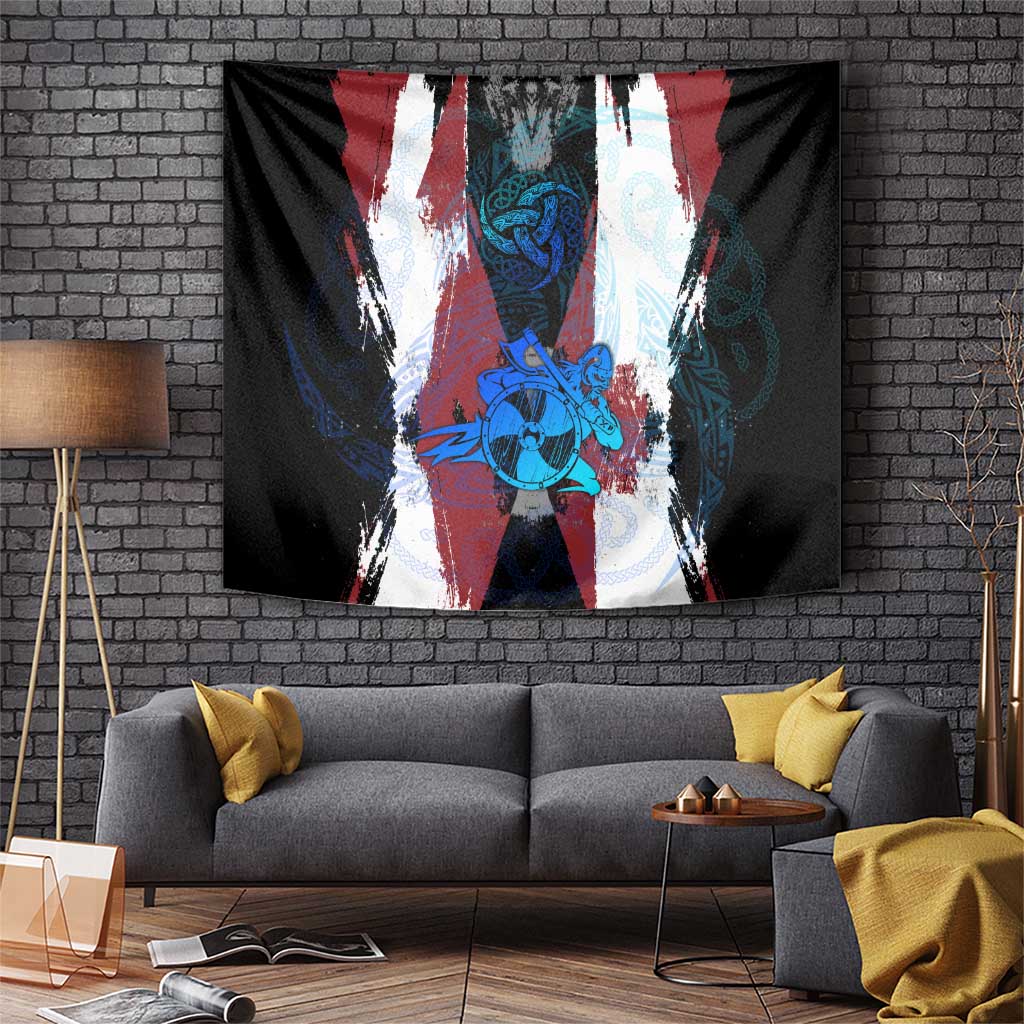 Vikings Warrior Tapestry with Shield, Axes and Nordic Pattern Norse Heritage Tribute - Wonder Print Shop