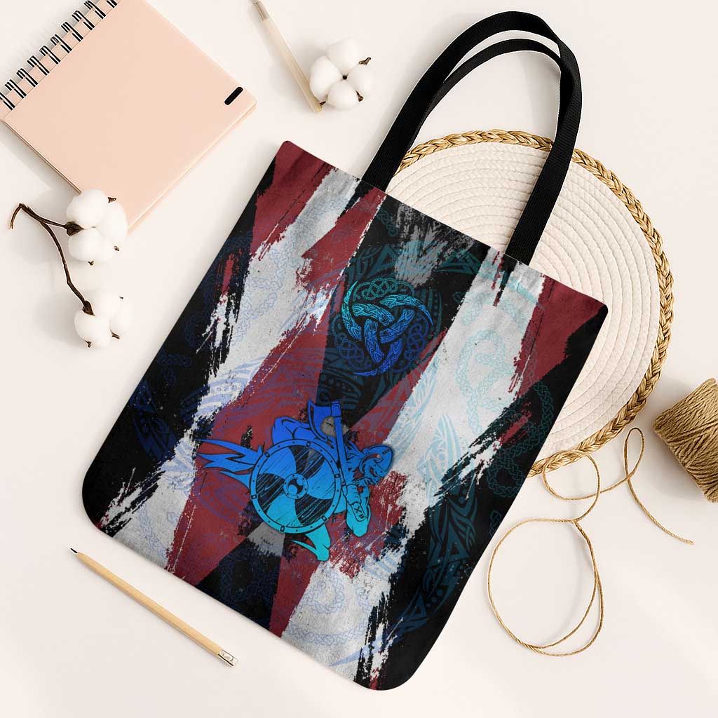 Vikings Warrior Tote Bag with Shield, Axes and Nordic Pattern Norse Heritage Tribute - Wonder Print Shop