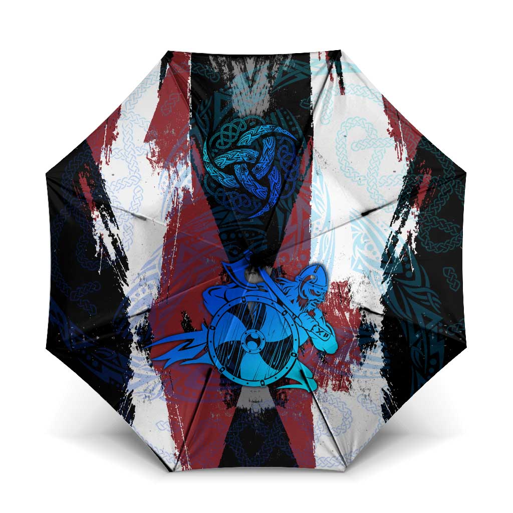 Vikings Warrior Umbrella with Shield, Axes and Nordic Pattern Norse Heritage Tribute - Wonder Print Shop