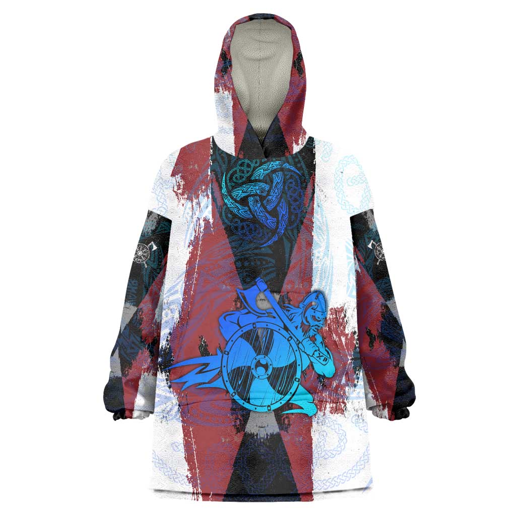 Vikings Warrior Wearable Blanket Hoodie with Shield, Axes and Nordic Pattern Norse Heritage Tribute - Wonder Print Shop