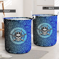 Viking Skull Laundry Basket with Horned Helmet and Swords Nordic Warrior Tribute - Wonder Print Shop