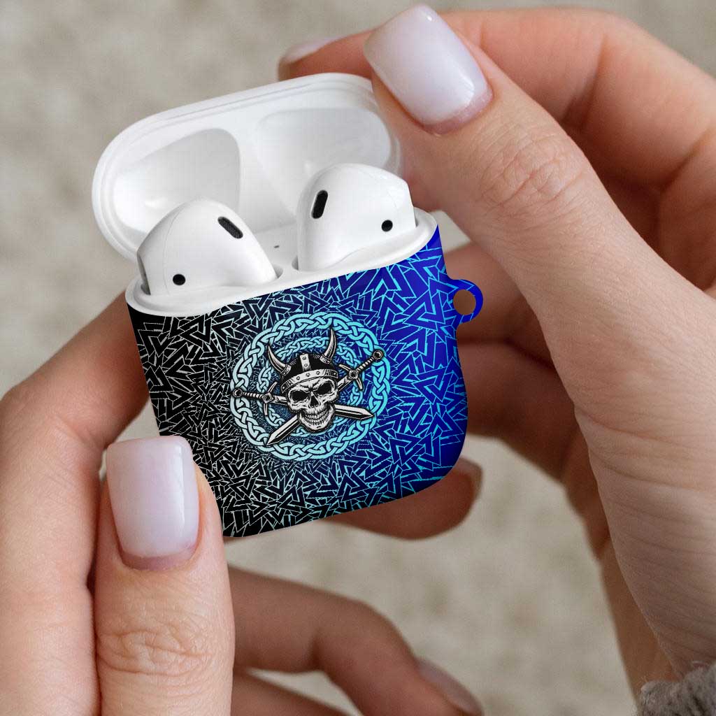 Viking Skull AirPods Case with Horned Helmet and Swords Nordic Warrior Tribute - Wonder Print Shop