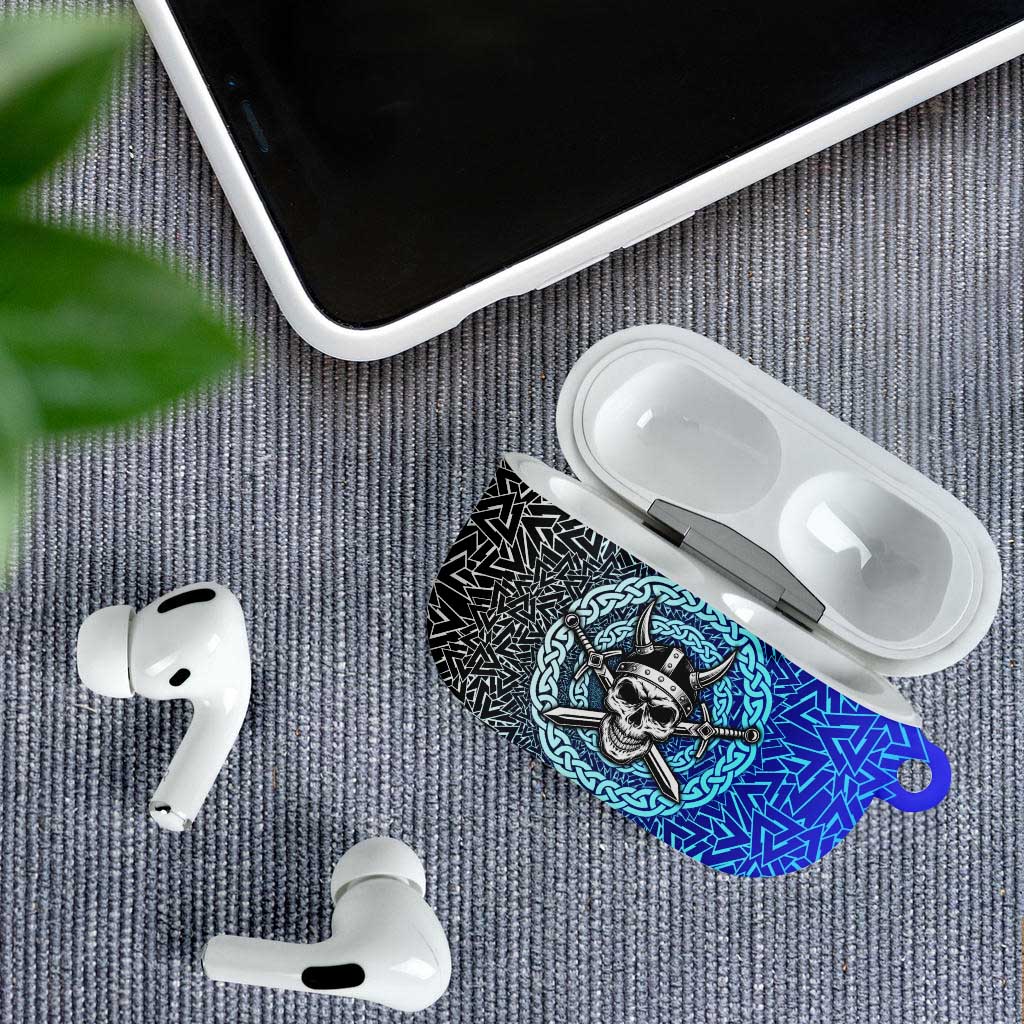 Viking Skull AirPods Case with Horned Helmet and Swords Nordic Warrior Tribute - Wonder Print Shop
