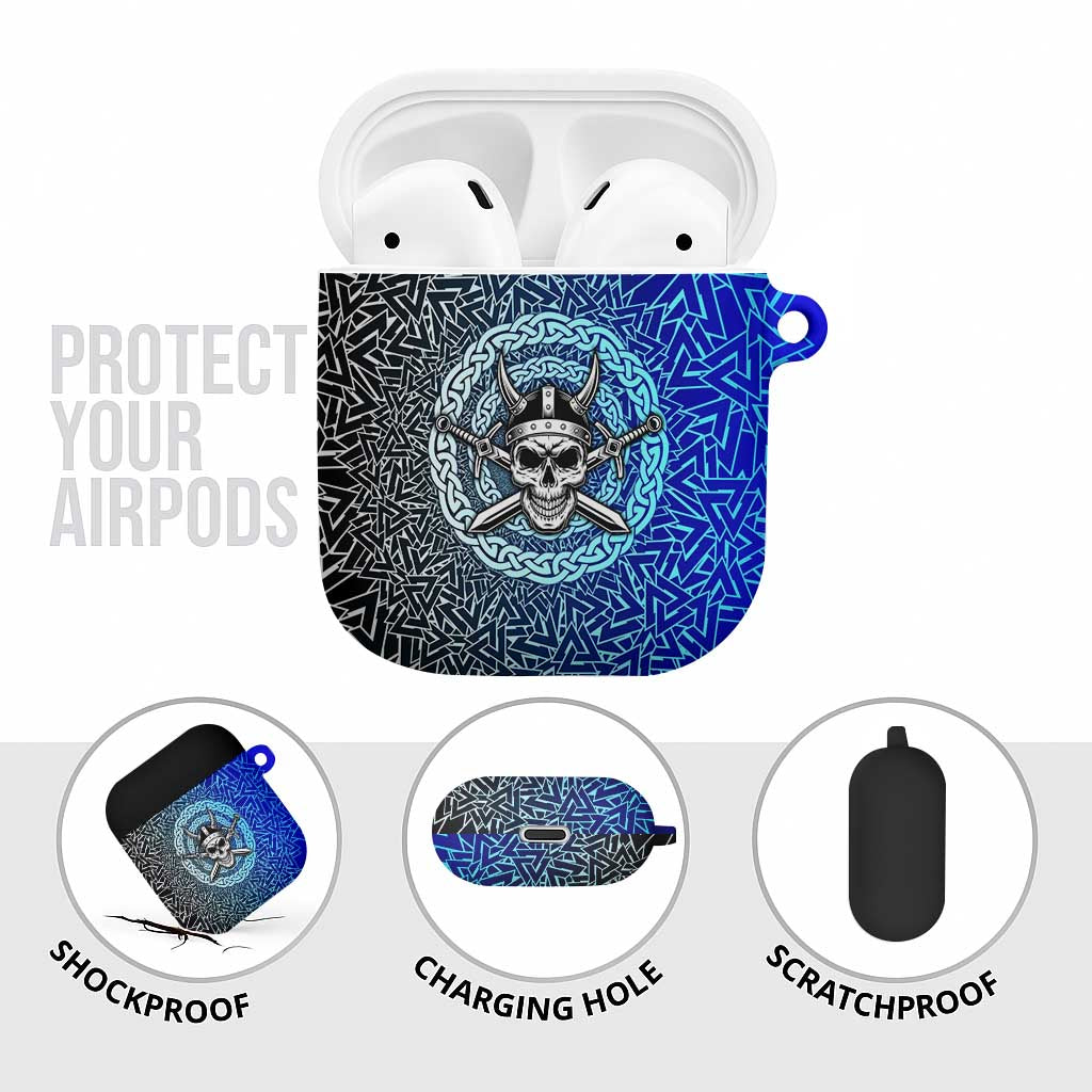 Viking Skull AirPods Case with Horned Helmet and Swords Nordic Warrior Tribute - Wonder Print Shop
