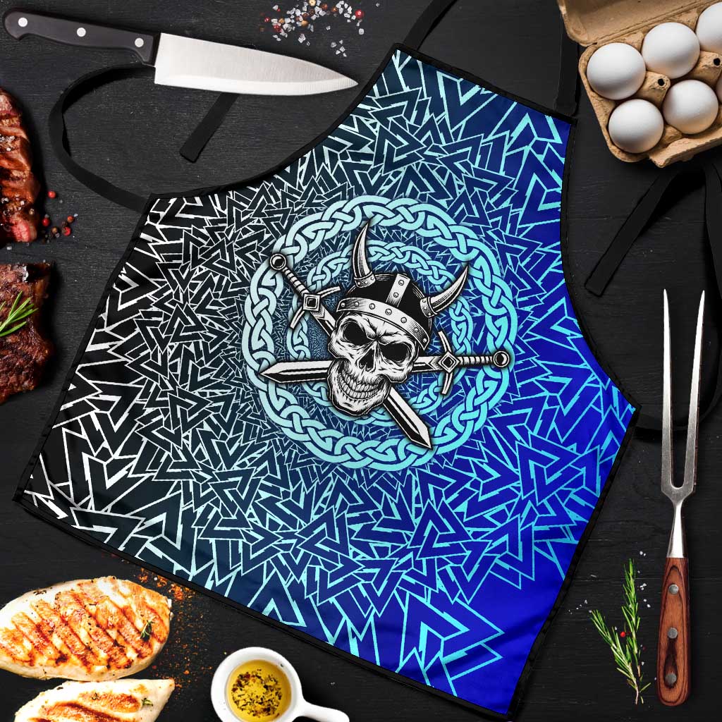 Viking Skull Apron with Horned Helmet and Swords Nordic Warrior Tribute - Wonder Print Shop