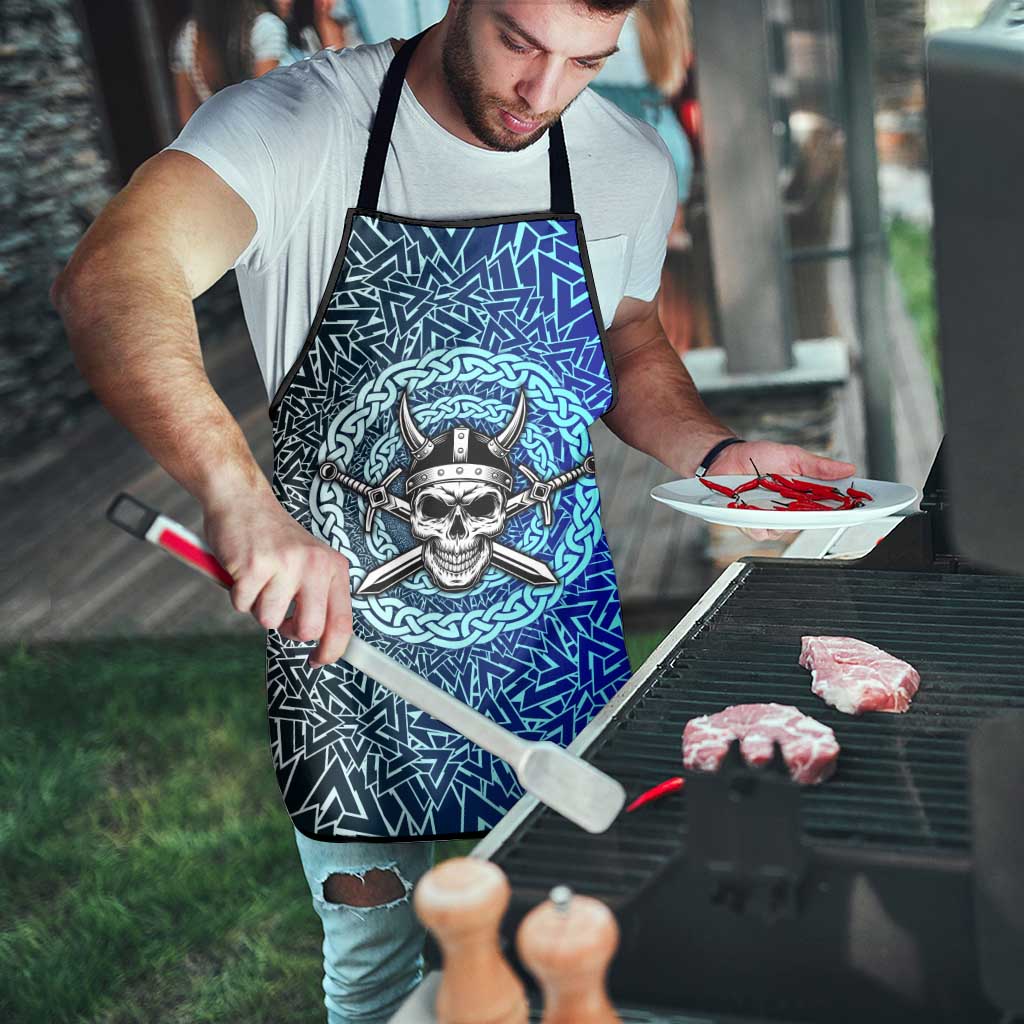 Viking Skull Apron with Horned Helmet and Swords Nordic Warrior Tribute - Wonder Print Shop