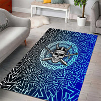 Viking Skull Area Rug with Horned Helmet and Swords Nordic Warrior Tribute - Wonder Print Shop