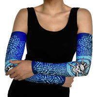 Viking Skull Arm Sleeves with Horned Helmet and Swords Nordic Warrior Tribute - Wonder Print Shop