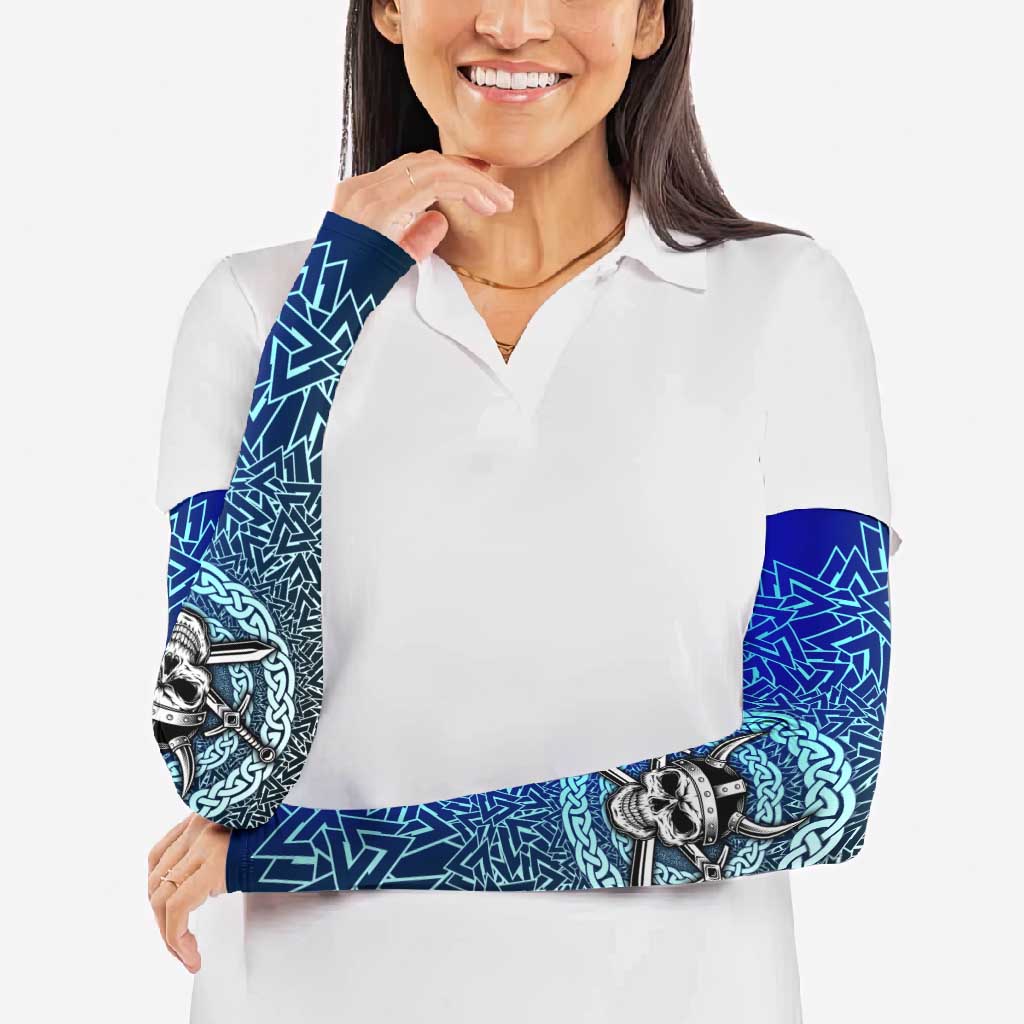 Viking Skull Arm Sleeves with Horned Helmet and Swords Nordic Warrior Tribute - Wonder Print Shop