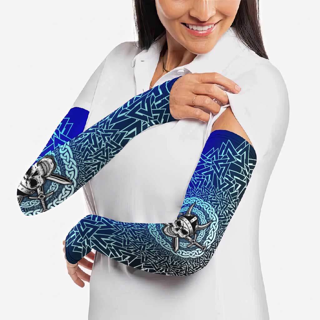Viking Skull Arm Sleeves with Horned Helmet and Swords Nordic Warrior Tribute - Wonder Print Shop