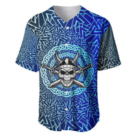Viking Skull Baseball Jersey with Horned Helmet and Swords Nordic Warrior Tribute - Wonder Print Shop