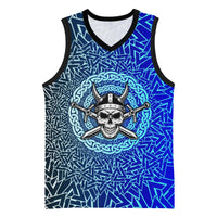 Viking Skull Basketball Jersey with Horned Helmet and Swords Nordic Warrior Tribute - Wonder Print Shop