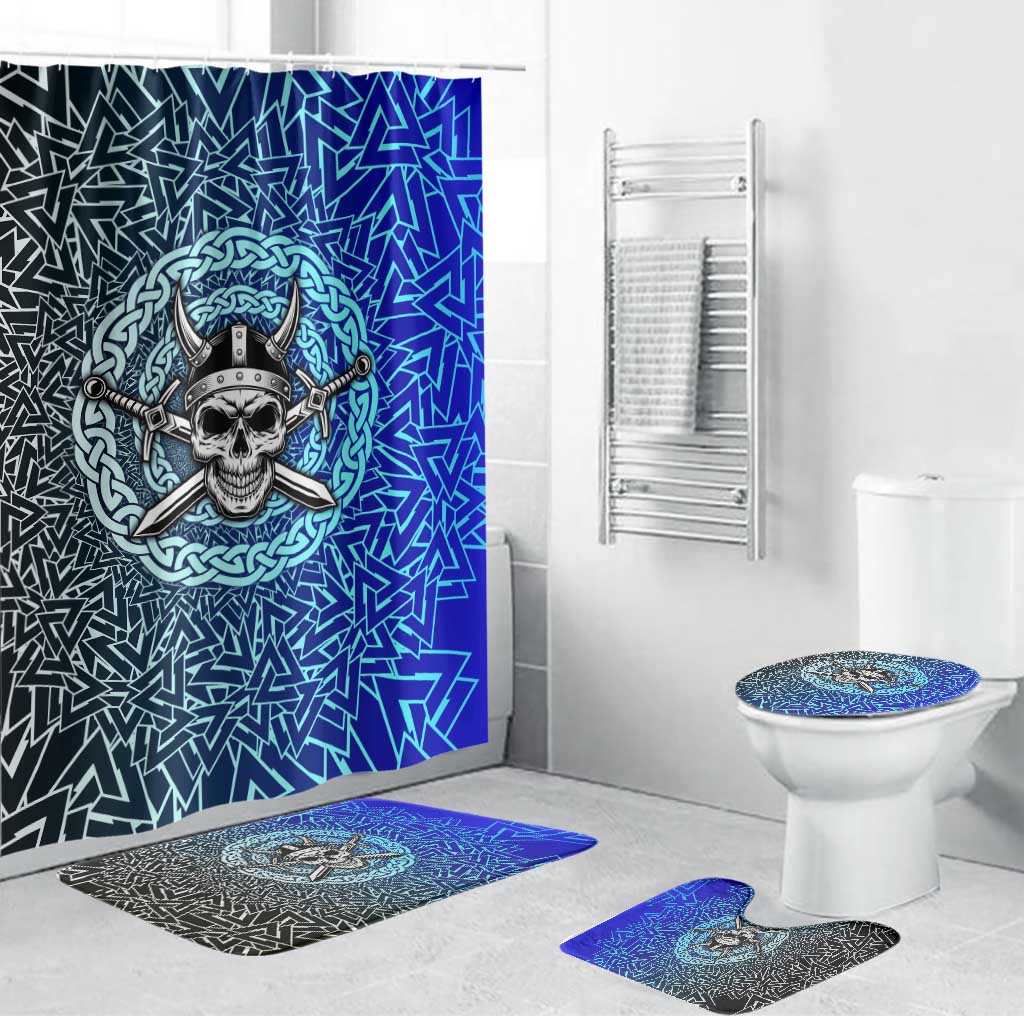 Viking Skull Bathroom Set with Horned Helmet and Swords Nordic Warrior Tribute - Wonder Print Shop
