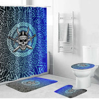 Viking Skull Bathroom Set with Horned Helmet and Swords Nordic Warrior Tribute - Wonder Print Shop